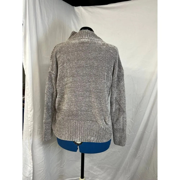 Cozy Diamond Pattern Knit Sweater Gray Pullover Crew Neck Long Sleeve sweater - Picture 3 of 4
